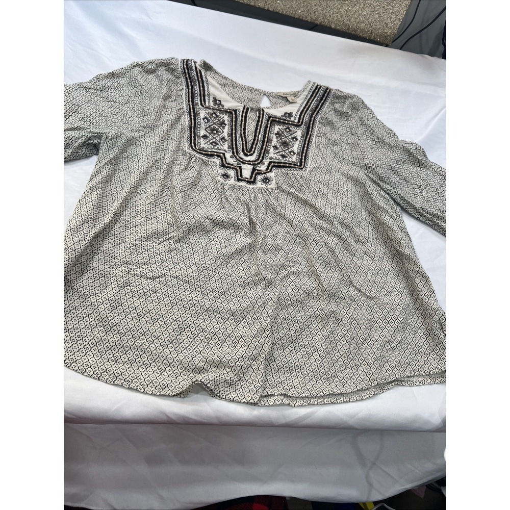 Lucky brand whimsy lovely sparkle Boho Floral cute adorable fairy Top Tunic L496